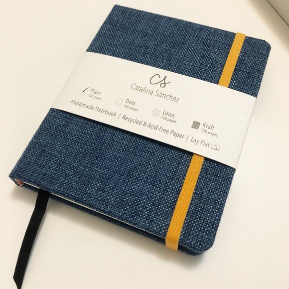 Catalina Sanchez Blue Textured Handcrafted Pocket Notebook - Picture 4 of 5